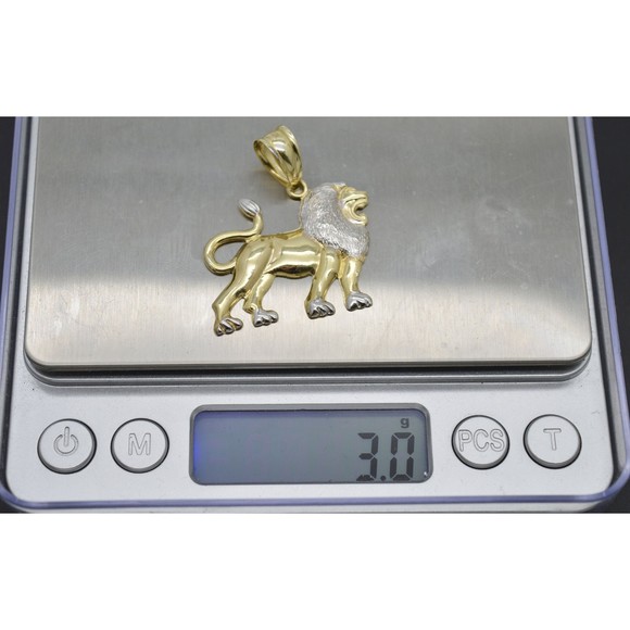 COPY - Real 10K Yellow White Two-Tone Gold Walking Lion Body Diamond Cut Pendan… - Picture 5 of 8